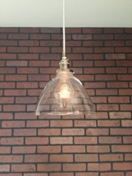 "Industrial Pendant Light -Chrome 8"" Clear Glass Cone Shade With Patented ""Huila Electrical Connectors" - thumbnail 1