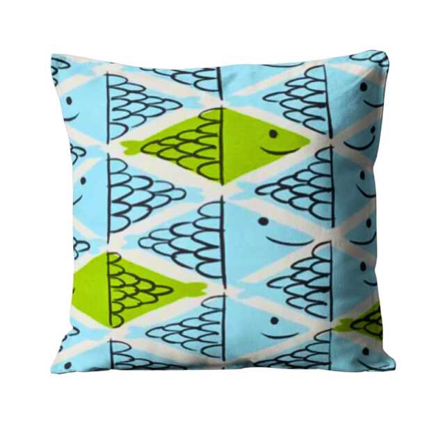 Schumacher, Fish School, Aqua & Leaf, Linen & Cotton Mid Century Design Cushion Cover, Throw Pillow Homeware Decor, Special Offer - image 1