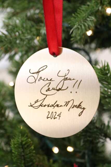 Actual Handwriting Ornament - Christmas Remembrance Personalized Gift Gold Holiday Keepsake - image 1