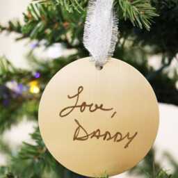 Actual Handwriting Ornament - Christmas Remembrance Personalized Gift Gold Holiday Keepsake - thumbnail 2