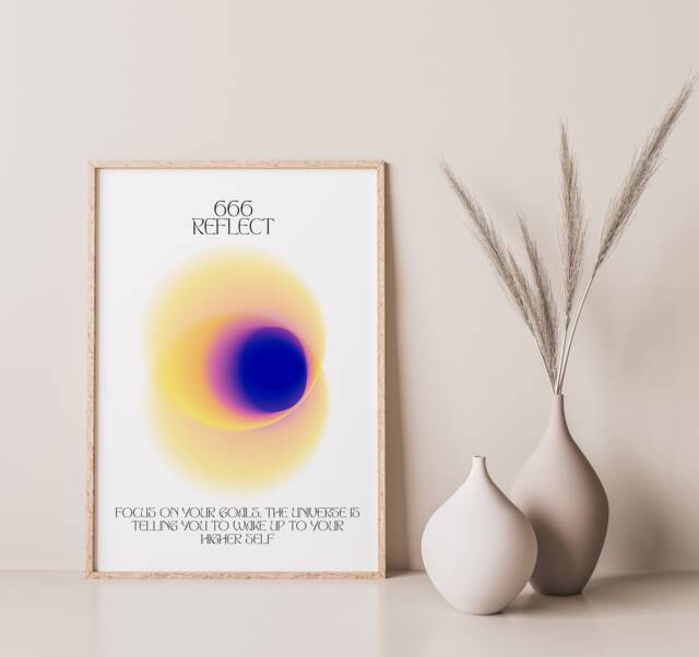 Angel Number 666 Gradient Print Aura Energy Spiritual Art - image 1