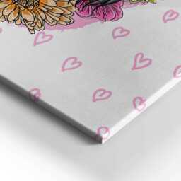 Happy Dog in Flowers Canvas, Wall Art Picture, Pink Decoration, Animals Canvas - thumbnail 3
