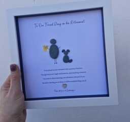 Retirement Gift For Our Friend, Good Luck Present, Pebble Art Picture Framed Poem, Wall Art, Home Decor Gift. Personalised Friend - thumbnail 1