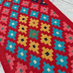 Handmade Afghan Kilim Runner Tribal Wool Hallway Rug - 2x13 Ft - thumbnail 3