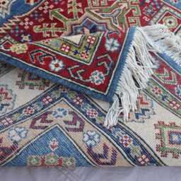5x7 Kazak Rug, Afghan Hand Knotted High Pile Wool Tribal Oriental Area Rug, Rug For Bedroom Living Room, Blue Green Beige Red - thumbnail 4