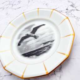 Wall Plate Seagull 19 cm Vintage Interior Deko Gold Wall Hanging Stripes - thumbnail 2