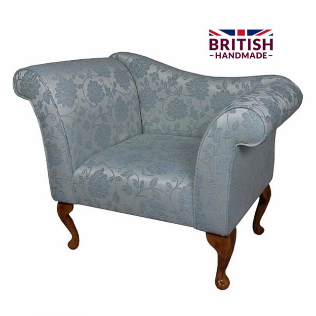 Designer Chaise Bedroom Occasional Accent Chair in A Floral Blue Fabric Sr17071 - British Handmade - image 1