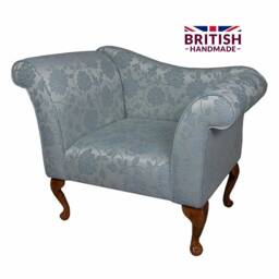 Designer Chaise Bedroom Occasional Accent Chair in A Floral Blue Fabric Sr17071 - British Handmade