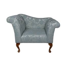 Designer Chaise Bedroom Occasional Accent Chair in A Floral Blue Fabric Sr17071 - British Handmade - thumbnail 2