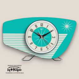 Handmade Mid-Century Turquoise Starburst Mantle Clock - Atomic Retro Style