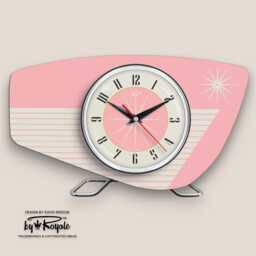 Handmade Mid-Century Turquoise Starburst Mantle Clock - Atomic Retro Style - thumbnail 3