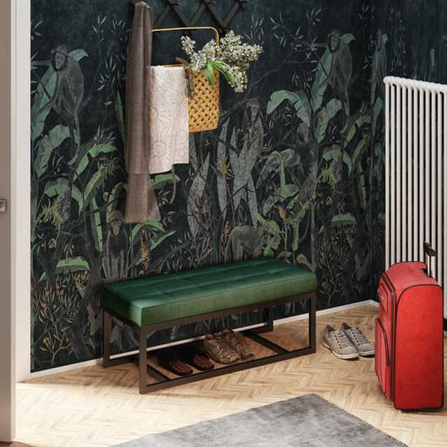 Industrial Upholstered Bench Sofia, With A Shelf For Shoes, Loft Seat The Hall, Ottoman, Pouffe, Various Sizes & Colors - image 1