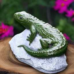 Fantasy Lizard Statue Concrete Reptile Sculpture Outdoor Animal Decoration Handmade Garden Ornament Front Door Decor Yard Art - thumbnail 4