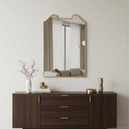 Rectangular Vanity Mirror - Curved Top Antique Brass - thumbnail 3
