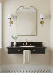 Rectangular Vanity Mirror - Curved Top Antique Brass
