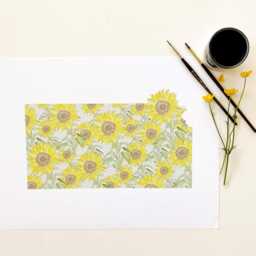 Kansas State Flower Map Watercolor Sunflower - Art Print Wall Graduation Wedding Realtor Moving Gift Lawrence Midwest Floral - thumbnail 4