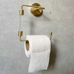 Handmade Solid Brass & Lucite Toilet Paper Holder Modern Bathroom Fixture - thumbnail 2