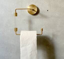 Handmade Solid Brass & Lucite Toilet Paper Holder Modern Bathroom Fixture