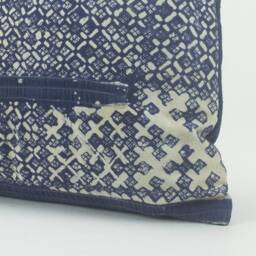 Vintage Hmong Batik Pillow Cover, Indigo Blue Rustic Throw Cushion - 24x13 - thumbnail 3