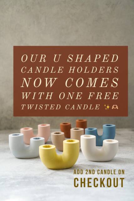 U Shaped Concrete Candlestick Holder With Twisted Candle - image 1
