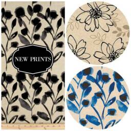 Floral Cotton Flax Pillow Cover Black, Natural, & Grey Accent - thumbnail 3