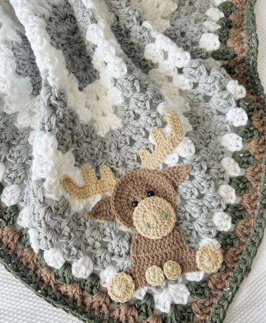 Crocheted Moose Baby Blanket - image 1