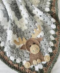 Crocheted Moose Baby Blanket - thumbnail 1