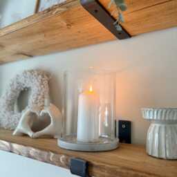 stone Effect Glass Hurricane Candle Holder Neutral Home Decor Lantern Flowers Vase - thumbnail 3