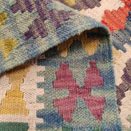 Colourful Runner Rug, Handmade Artisan Afghan Turkish Scandinavian Navajo Bohemian Wool Kilim Rug 197x69 cm - thumbnail 3