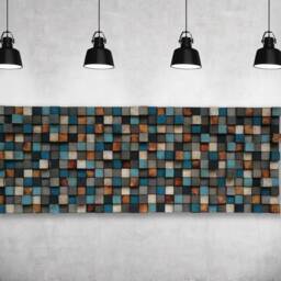 Reclaimed Wood Mosaic Wall Art - Geometric Sculpture - thumbnail 2