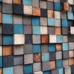 Reclaimed Wood Mosaic Wall Art - Geometric Sculpture - thumbnail 4