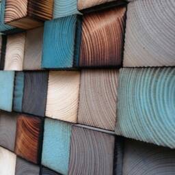 Reclaimed Wood Mosaic Wall Art - Geometric Sculpture - thumbnail 3