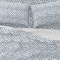 Polka Dot Sheets - Navy Dots Painted Spots By Charlottewinter Blue Abstract Cotton Sateen Sheet Set Bedding Spoonflower - thumbnail 3
