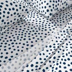 Polka Dot Sheets - Navy Dots Painted Spots By Charlottewinter Blue Abstract Cotton Sateen Sheet Set Bedding Spoonflower - thumbnail 2