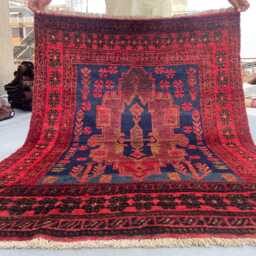 3x4 Vintage Afghan Tribal Rug - Hand-Knotted Wool Area Bold Magenta & Navy Blue Geometric Design Bohemian Accent Carpet Gift - thumbnail 2