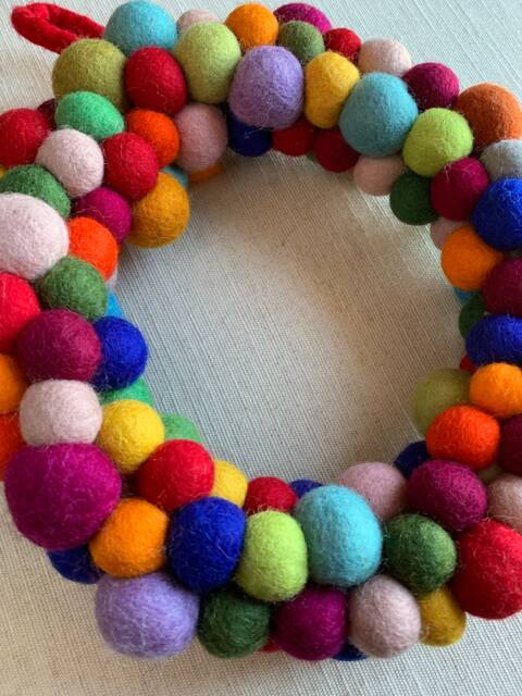Christmas Wreath, Handfelted in Nepal, Felted Wreath Seasonal Decoration - image 1