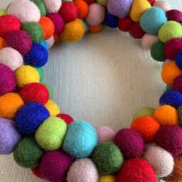 Christmas Wreath, Handfelted in Nepal, Felted Wreath Seasonal Decoration - thumbnail 2