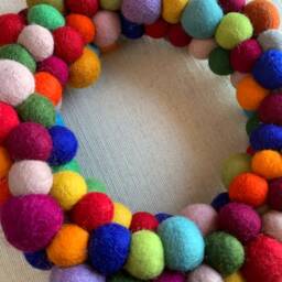 Christmas Wreath, Handfelted in Nepal, Felted Wreath Seasonal Decoration - thumbnail 3