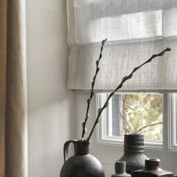 9 Colors, Double Layed Linen Blend Sheer Custom Flat Roman Shades With Chain Mechanism, Window Treatment, Blinds - thumbnail 3
