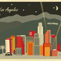 Los Angeles Skyline Art Print, Hollywood Wall Art, La 8x10 Art Gifts, Wall Decor, Loose Petals Black Style E8-O-La1 - thumbnail 2