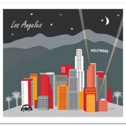 Los Angeles Skyline Art Print, Hollywood Wall Art, La 8x10 Art Gifts, Wall Decor, Loose Petals Black Style E8-O-La1 - thumbnail 3