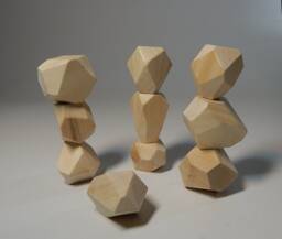 Geometric Wooden Building Blocks Toy Balancing Game Natural Wood Stones Waldorf Materials Montessori Rocks Toys Meditative Balance