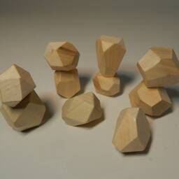 Geometric Wooden Building Blocks Toy Balancing Game Natural Wood Stones Waldorf Materials Montessori Rocks Toys Meditative Balance - thumbnail 2