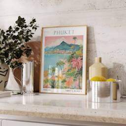 Phuket Travel Print, Poster, Thailand Wall Art, Tropical Paradise Art Thai Decor, Gift, Vintage - thumbnail 2