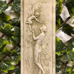 Nymph & Cherub B Hanging Plaque Stone Statue - Reconstituted Outdoor Decoration Garden Ornament - thumbnail 2