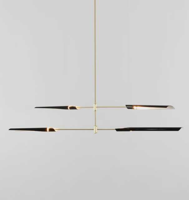 1950S Mid-Century Modern Stilnovo Chandelier - 4-Arm Brass Sputnik Ceiling Light Fixture With Cone Shades - image 1