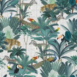 Jungle Velvet Cylinder Lampshade Extra Tall Jungle Cheetah, Zebra, Parrot Velvet - thumbnail 2