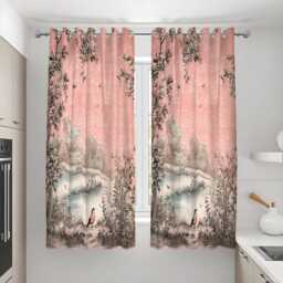 Classic Pink Toile Curtains, Scenic Bird & Floral Print Drapes, French Country Style, Made To Measure Eyelet Or Rod Pocket Curtain - thumbnail 3