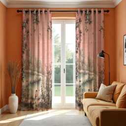 Classic Pink Toile Curtains, Scenic Bird & Floral Print Drapes, French Country Style, Made To Measure Eyelet Or Rod Pocket Curtain