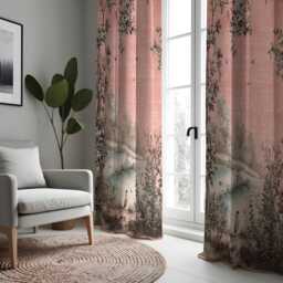 Classic Pink Toile Curtains, Scenic Bird & Floral Print Drapes, French Country Style, Made To Measure Eyelet Or Rod Pocket Curtain - thumbnail 2
